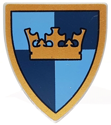 Minifigure, Shield Triangular Short with Gold Crown on Dark Blue and ...