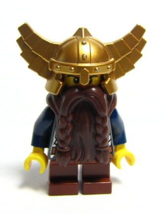 Fantasy Era - Dwarf, Dark Brown Beard, Metallic Gold Helmet with Wings, Dark Blue Arms
Komlpett i god stand.