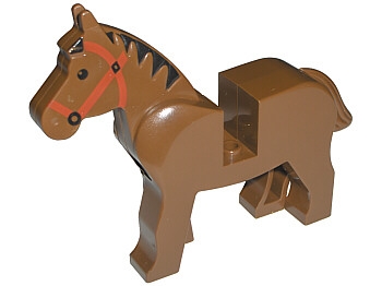 Horse with Black Eyes, Red Bridle, Black Mane Pattern
I god stand.