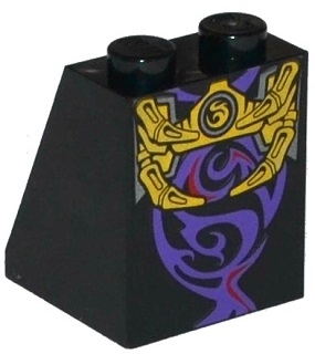 Slope 65 2 x 2 x 2 with Bottom Tube with Minifigure Dress / Skirt / Robe, Gold Skeleton Hips and Ribs and Red and Dark Purple Swirls Pattern
I god stand.