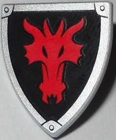Minifigure, Shield Triangular Short with Red Dragon Head on Black Background Pattern
I god stand.