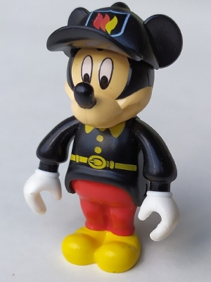Mickey Mouse Figure with Red Pants, Black Fireman Uniform, Black Cap
Komplett i god stand.