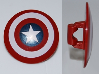 Minifigure, Shield Circular / Round Convex Face with White Ring, Star in Dark Blue Circle Pattern (Captain America)
I god stand.