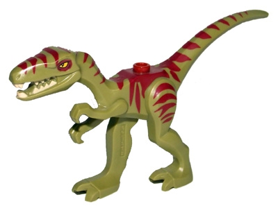 Dinosaur Coelophysis / Gallimimus with Dark Red Stripes and Yellow Eyes Pattern
I god stand.