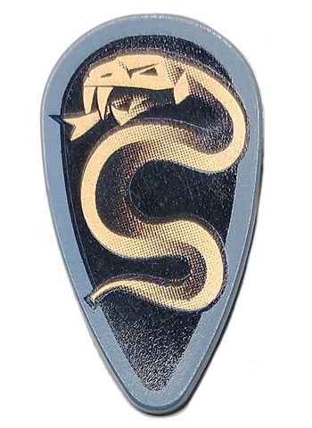 Minifigure, Shield Oval with Black and Copper Karzon Snake Pattern
I god stand.