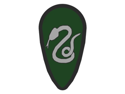 Minifigure, Shield Oval with HP Slytherin Snake Pattern
I god stand.