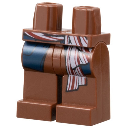 Hips and Legs with Dark Blue Vest Tails and Red and White Sash Pattern
I god stand.