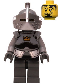 Fantasy Era - Crown Knight Plain with Breastplate, Helmet with Visor, Curly Eyebrows and Goatee, Black Hips, Dark Bluish Gray Legs'
Komplett i god stand.