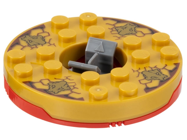 Turntable 6 x 6 x 1 1/3 Round Base with Pearl Gold Top with Gold Faces on Reddish Brown Pattern (Ninjago Spinner)
I god stand.