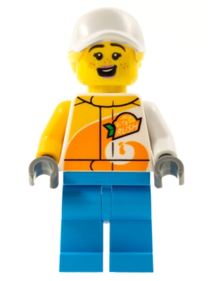 Stuntz Crew - Female, Bright Light Orange and White 'ViTA RUSH' Jacket, Dark Azure Legs, White Cap with Bright Light Yellow Ponytail Hair, Freckles
Komplett i god stand.