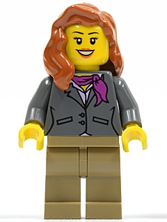 Dark Bluish Gray Jacket with Magenta Scarf, Dark Tan Legs, Dark Orange Female Hair over Shoulder
Komplett i god stand.