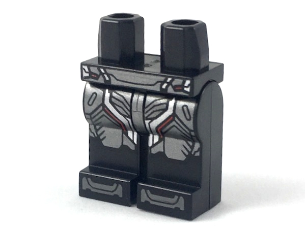 Hips and Legs with Dark Silver and Silver Armor Plates with Red Trim, Shoe Tips Pattern 
I god stand. (War Machine col334)