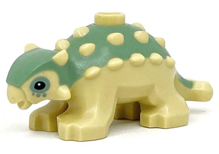 Dinosaur Ankylosaurus Baby with Molded Sand Green Back and Printed Black Eyes Pattern
I god stand.