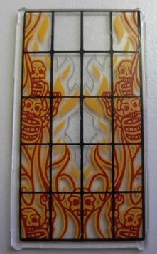 Glass for Window 1 x 4 x 6 with Black Bars and Flaming Skeletons Pattern (Sticker) - Set 4195
I god stand. Med ramme.