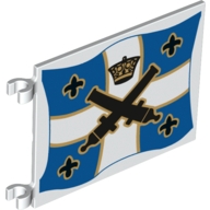 Flag 6 x 5 with Black Crossed Cannons and Crown over Blue and White Cross with Yellow Outlines Pattern on Both Sides
I god stand.