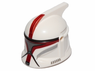 Minifigure, Headgear Helmet SW Clone Trooper with Holes, Dark Red Markings and Silver Visor Pattern (Clone Trooper Captain)
I god stand.