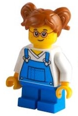 Child - Girl, Blue Overalls over V-Neck Shirt, Blue Short Legs, Dark Orange Hair with Pigtails, Glasses, Freckles
Komplett i god stand.