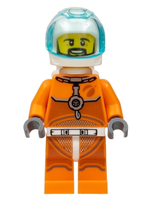 Astronaut - Male, Orange Spacesuit with Dark Bluish Gray Lines, Trans-Light Blue Visor, Black Angular Beard
Komplett i god stand.