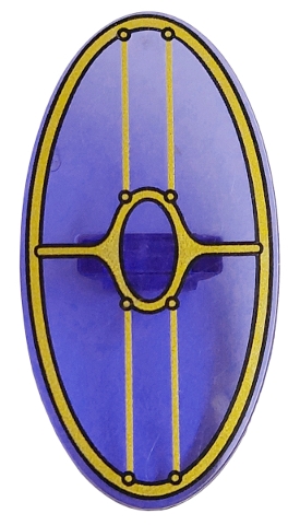 Minifigure, Shield Elliptical with SW Gungan Patrol Shield without Dark Pink Glow in Center Pattern
I god stand.