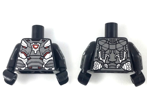 Torso Dark Silver and Silver Armor Plates with Red Trim and Arc Reactor Pattern / Black Arms with Dark Silver and Silver Armor, '004', Star in Circle Pattern / Black Hands
I god stand. (War Machine Col0334)