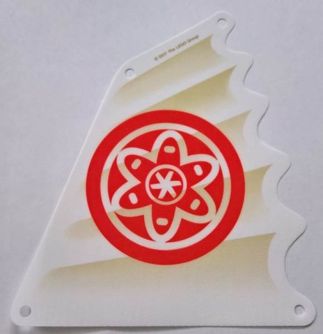 Cloth Sail Triangular 16 x 18 Tapered Top and Wavy Edge with Red Circle with Petals and Inner Circle Pattern
I god stand.