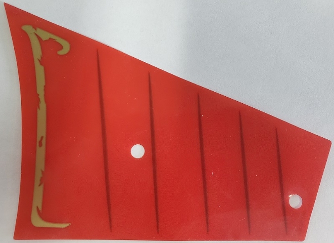 Plastic Part for Set 70738 - Red Sail with Dark Red Lines and Gold Trim Pattern
I god stand.