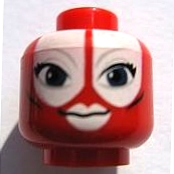 Minifigure, Head Alien SW Togruta with Light Bluish Gray Eyebrows, Black Eyelashes and Cheek Lines, Large Dark Blue Eyes, White Lips and Face Paint, Grin Pattern
I god stand. Bittesmå bruksmerker.