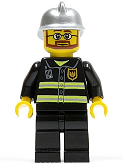 Fire - Reflective Stripes, Black Legs, Silver Fire Helmet, Beard and Glasses (Hovercraft Pilot)
Komplett i god stand.