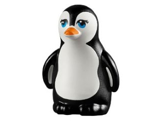 Penguin, Friends Style with Molded White Face and Stomach and Printed Dark Azure Eyes and Orange Beak Pattern
I god stand.