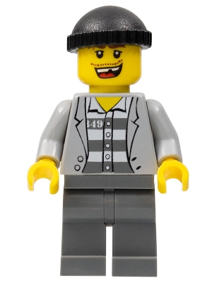 Police - Jail Prisoner Jacket over Prison Stripes, Dark Bluish Gray Legs, Black Knit Cap, Missing Tooth
Komplett i god stand.