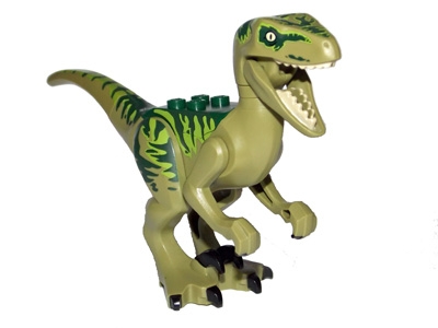 Dinosaur Raptor / Velociraptor with Dark Green Back, Lime Markings and Black Claws (Jurassic World Charlie)
I god stand.