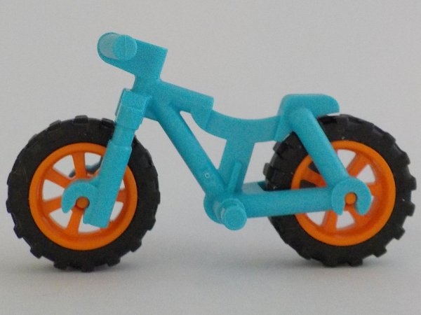 Bicycle Heavy Mountain Bike with Handlebars with Orange Wheels and Black Tires (36934 / 50862 / 50861)
I god stand.