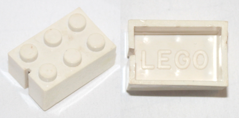 Brick 2 x 3 without Bottom Tubes, Slotted (with 1 slot)
I god stand. Trans-Clear. ikke hvit.