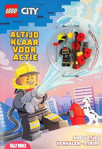 Fire - Male, Black Jacket and Legs with Reflective Stripes and Red Collar, Neon Yellow Fire Helmet, Trans-Brown Visor
Ny i plastboks. Fra bok.
Kun figur og deler, ikke boken.