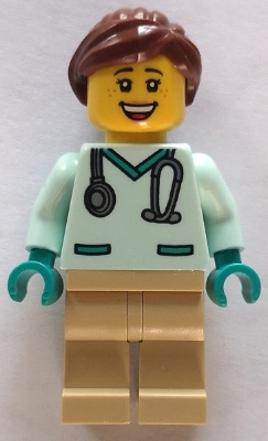Veterinarian - Female, Light Aqua Scrubs, Tan Legs, Reddish Brown Hair
Komplett i god stand.