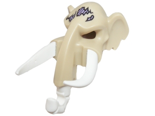 Minifigure, Headgear Mask Mammoth with White Rubber Tusks and Trunk with Medium Lavender Sinew Patches on Forehead Pattern
I god stand.