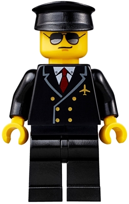 Airport - Pilot, Black Legs, Red Tie and 6 Buttons, Black Hat, Black and Silver Sunglasses
Komplett i god stand.