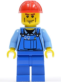 Overalls with Tools in Pocket Blue, Red Construction Helmet, Cheek Lines
Komplett i god stand.