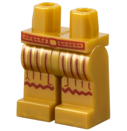 Hips and Legs with Dark Red Belt and Battle Skirt with Gold Pleats Pattern
I god stand.