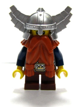 Fantasy Era - Dwarf, Dark Orange Beard, Metallic Silver Helmet with Wings, Dark Blue Arms
Komplett i god stand.