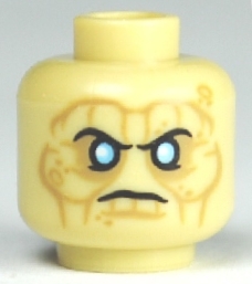 Minifigure, Head Alien with Bright Light Blue Eyes, Dark Tan Eye Shadow and Wrinkles, Stern Pattern
I god stand