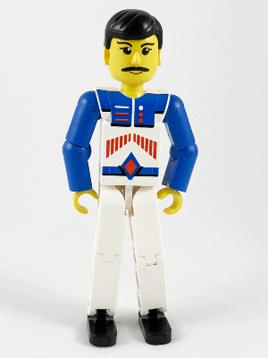 Technic Figure White Legs, White Top with Red Arrow-Type Stripes Pattern, Blue Arms (4105223)
Komplett i god stand.