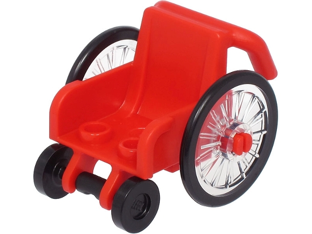 Minifigure, Utensil Wheelchair with Trans-Clear Wheelchair Wheels and Black Trolley Wheels (24312 / 24314pb01 / 2496)
I god stand.