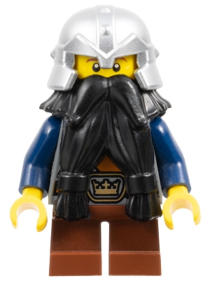 Fantasy Era - Dwarf, Black Beard, Metallic Silver Helmet with Studded Bands, Dark Blue Arms
Komplett i god stand.