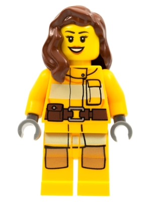 Fire - Bright Light Orange Fire Suit with Utility Belt, Reddish Brown Female Hair over Shoulder
Komplett i god stand.