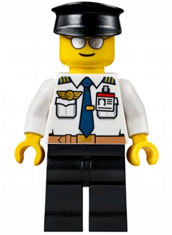 Airport - Pilot, White Shirt with Dark Blue Tie, Belt and ID Badge, Black Legs, Black Hat
Komplett i god stand.