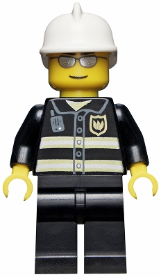 Fire - Reflective Stripes, Black Legs, White Fire Helmet, Silver Sunglasses
Komplett i god stand.