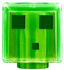 Minifigure, Head, Modified Cube with Pixelated Dark Green Eyes and Mouth Pattern (Minecraft Slime)
I god stand.
