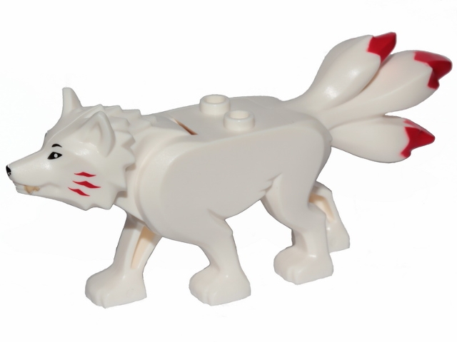 Wolf with Black Eyes and Nose, Tan Teeth, and Red Tips on Three Tails Pattern (Ninjago Akita)
Komplett i god stand.