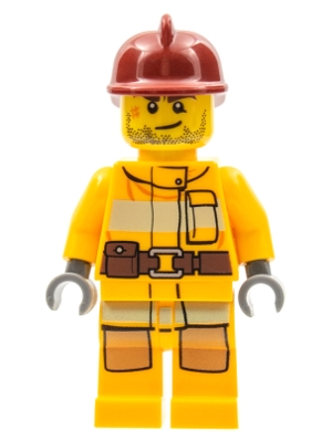 Fire - Bright Light Orange Fire Suit with Utility Belt, Dark Red Fire Helmet, Crooked Smile and Scar
Komplett i god stand.